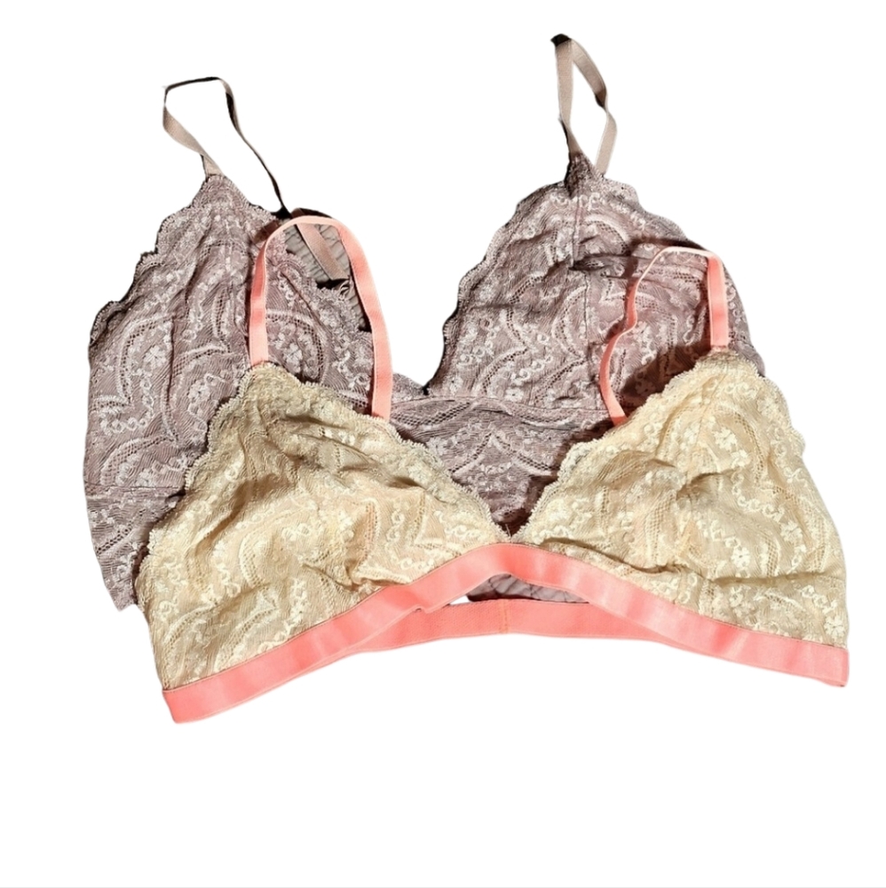 EUC • express bralettes | bundle of 2! size large, nude/peach and light mauve